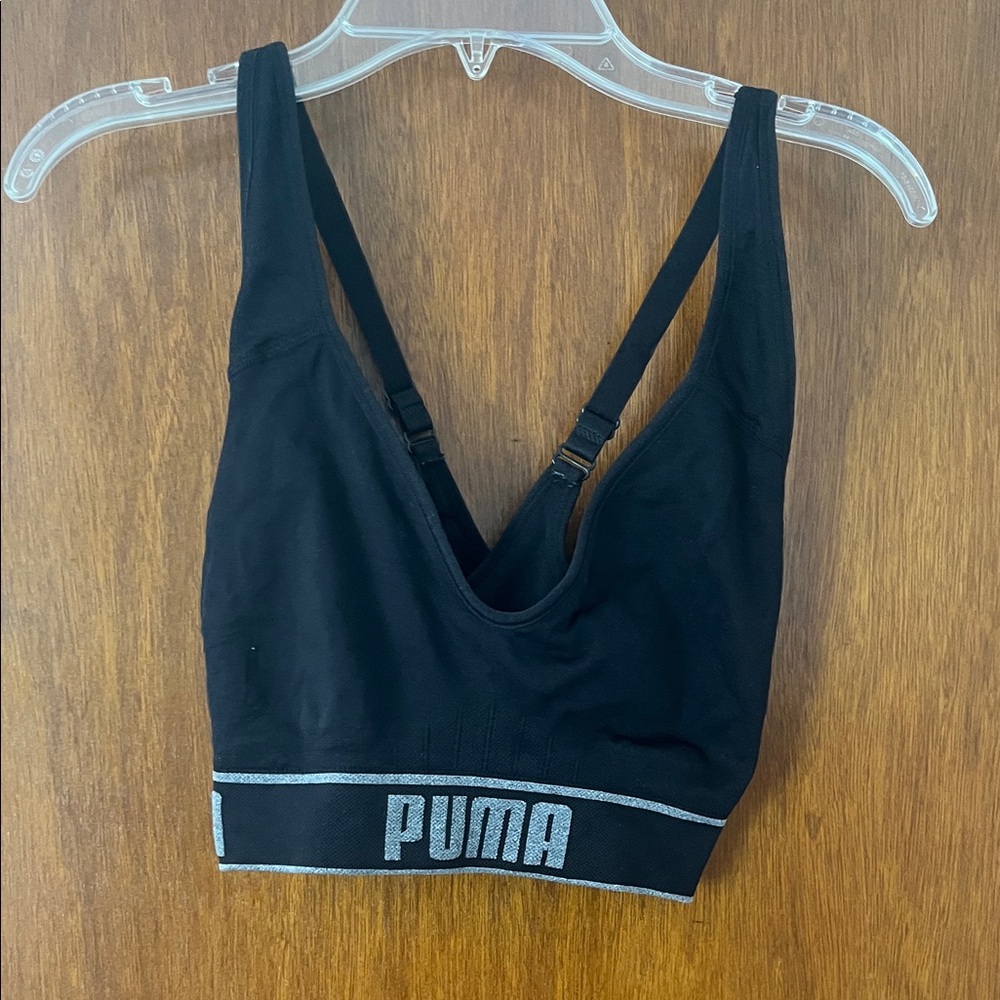 PUMA Black Sports Bra with Gray Band